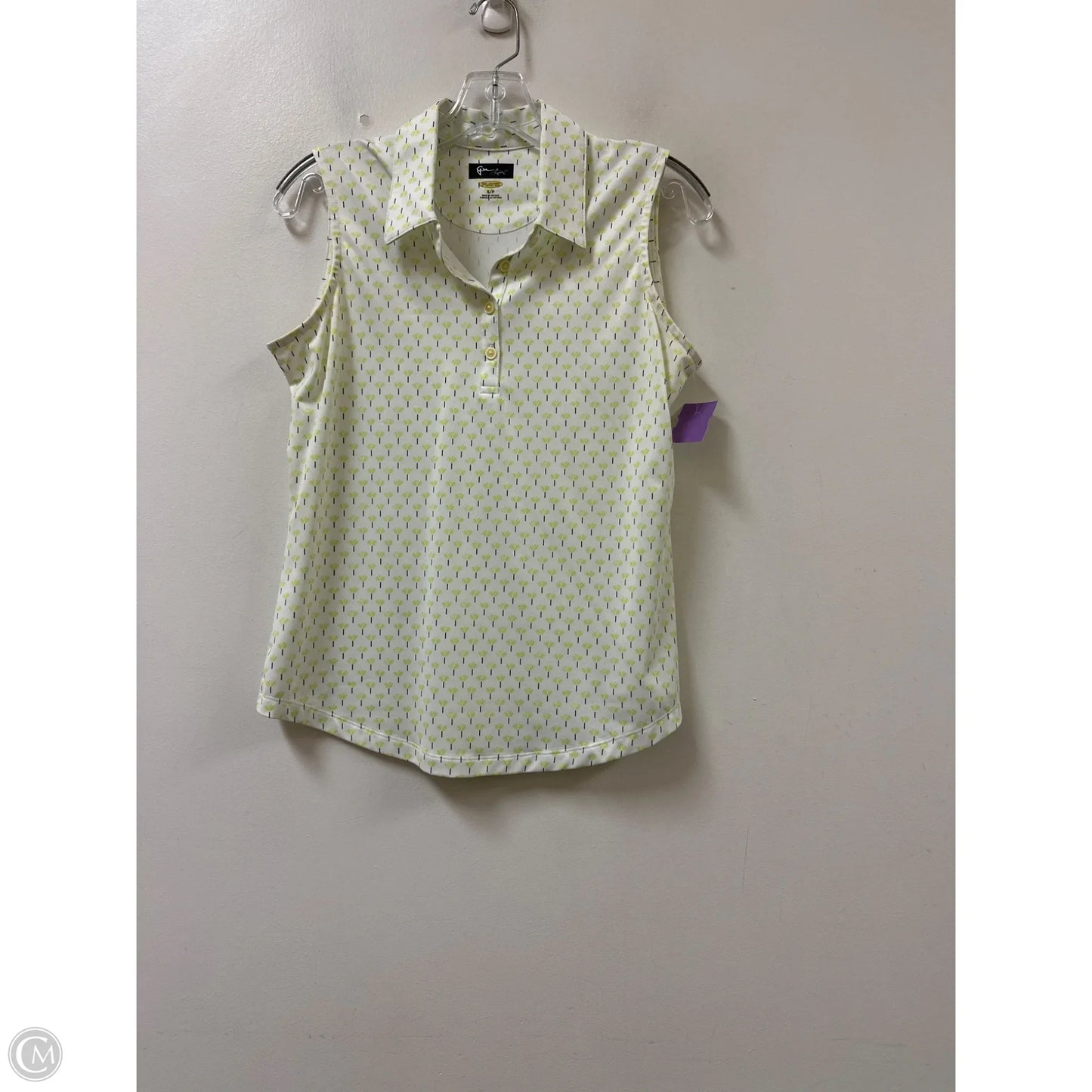 Athletic Top Short Sleeve By Greg Norman In Green & White, Size: S