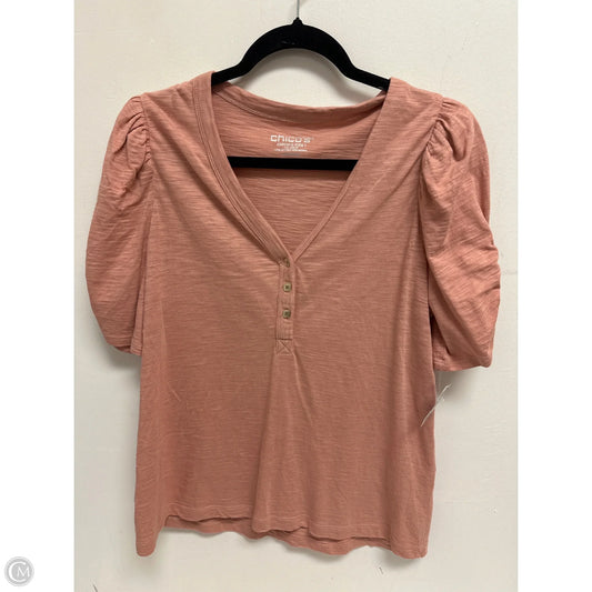 Top Short Sleeve By Chicos In Pink, Size: M