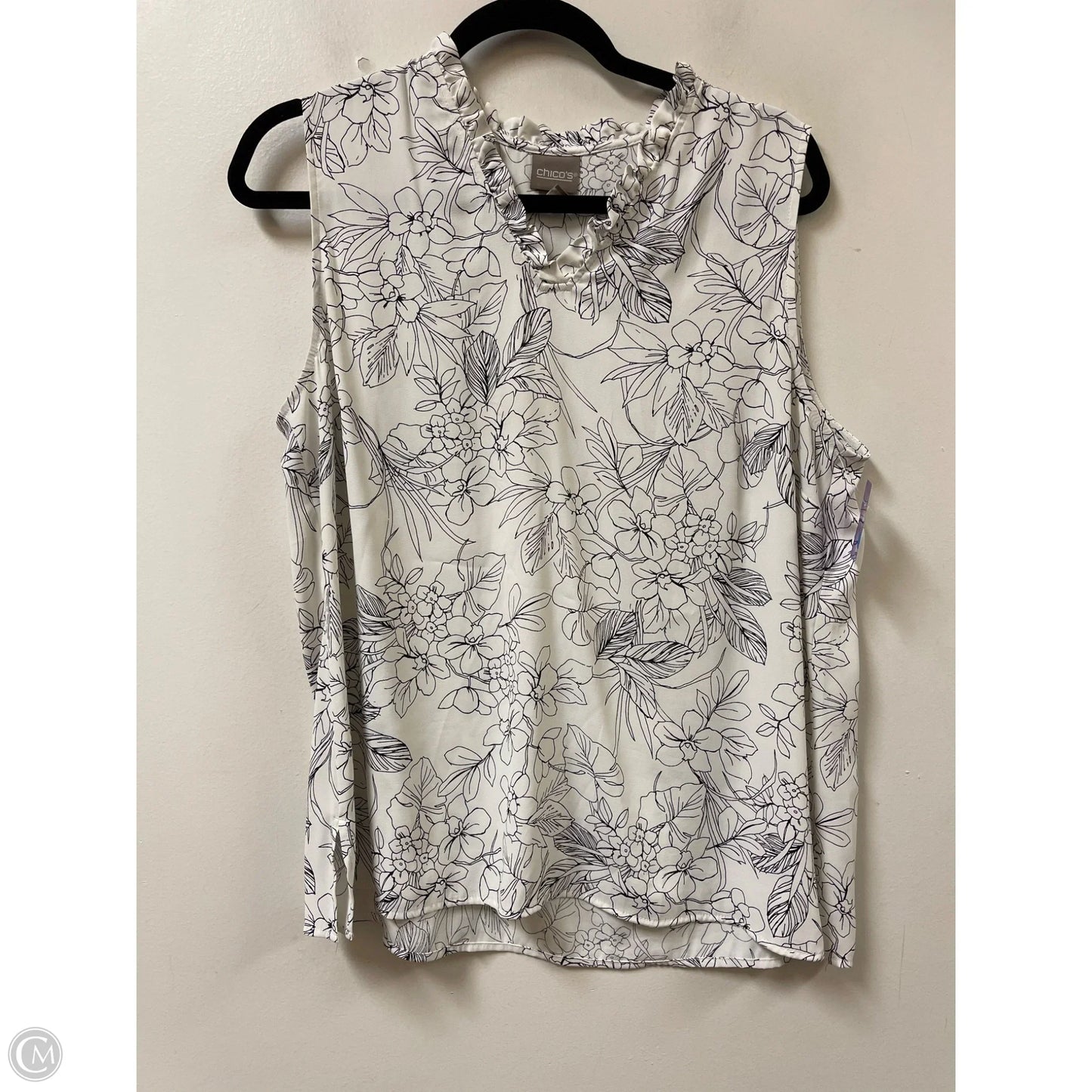 Top Sleeveless By Chicos In Black & White, Size: L