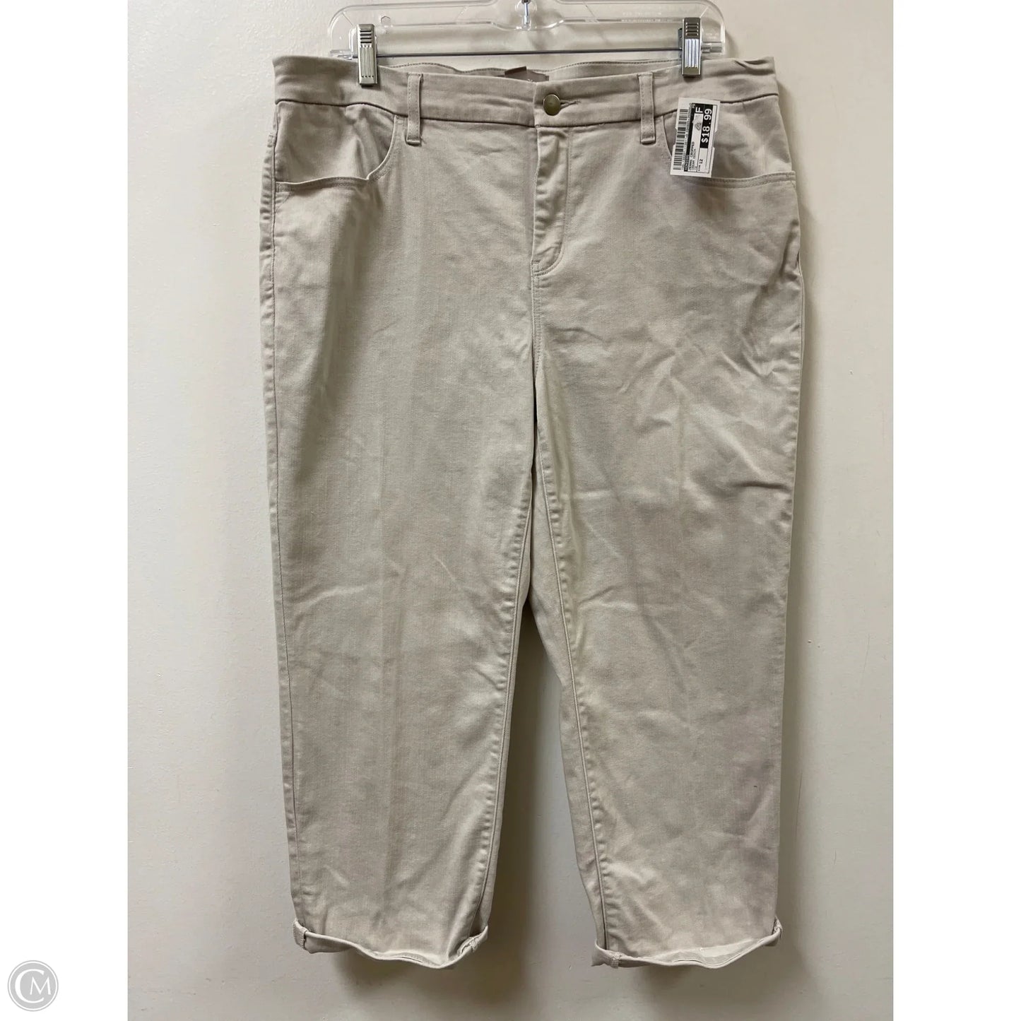 Jeans Cropped By Chicos In Cream Denim, Size: 12