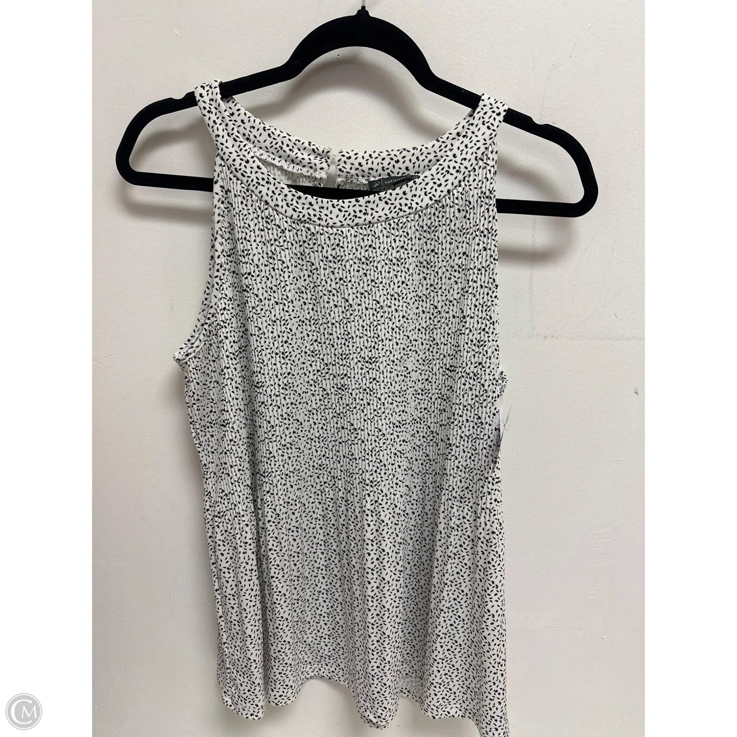 Top Sleeveless By Adrianna Papell In Black & White, Size: L