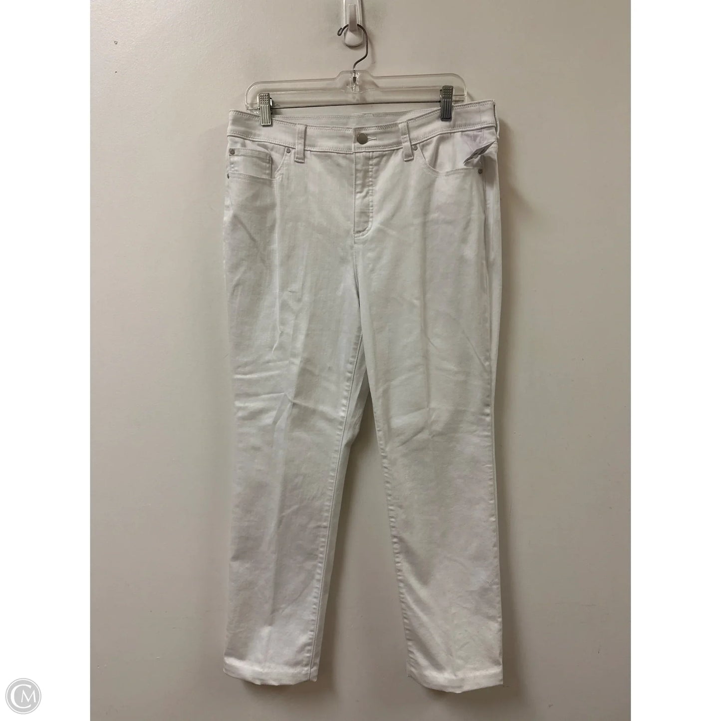 Jeans Straight By Chicos In White Denim, Size: 12
