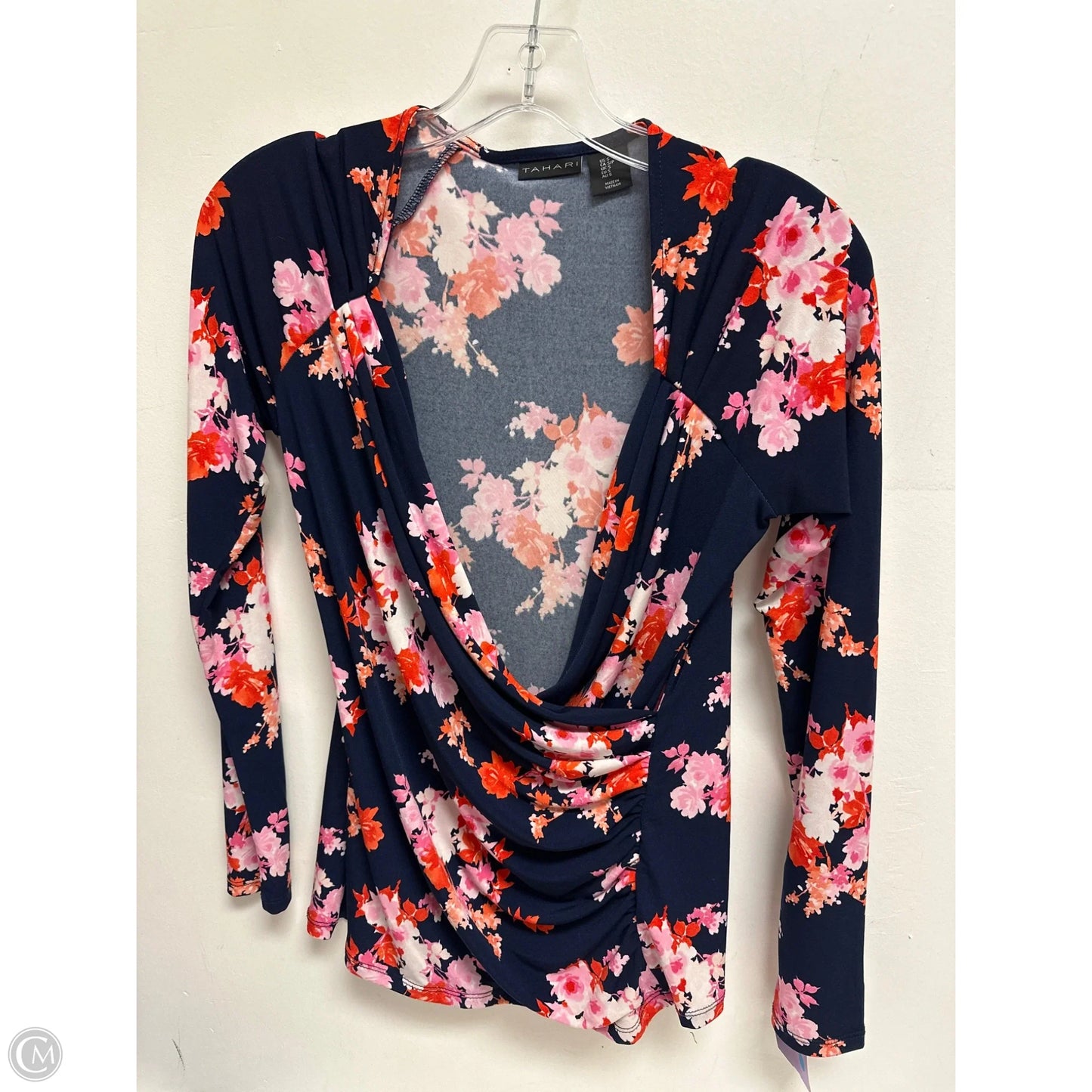 Top Long Sleeve By Tahari In Blue & Pink, Size: S