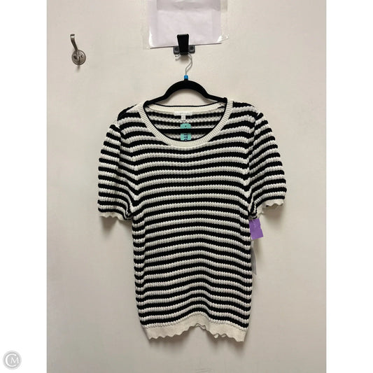 Sweater Short Sleeve By Design History In Black & White, Size: L