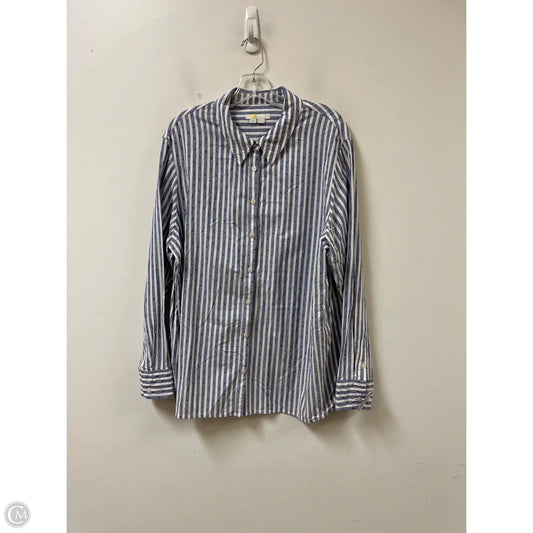 Blouse Long Sleeve By Boden In Blue & White, Size: 2x