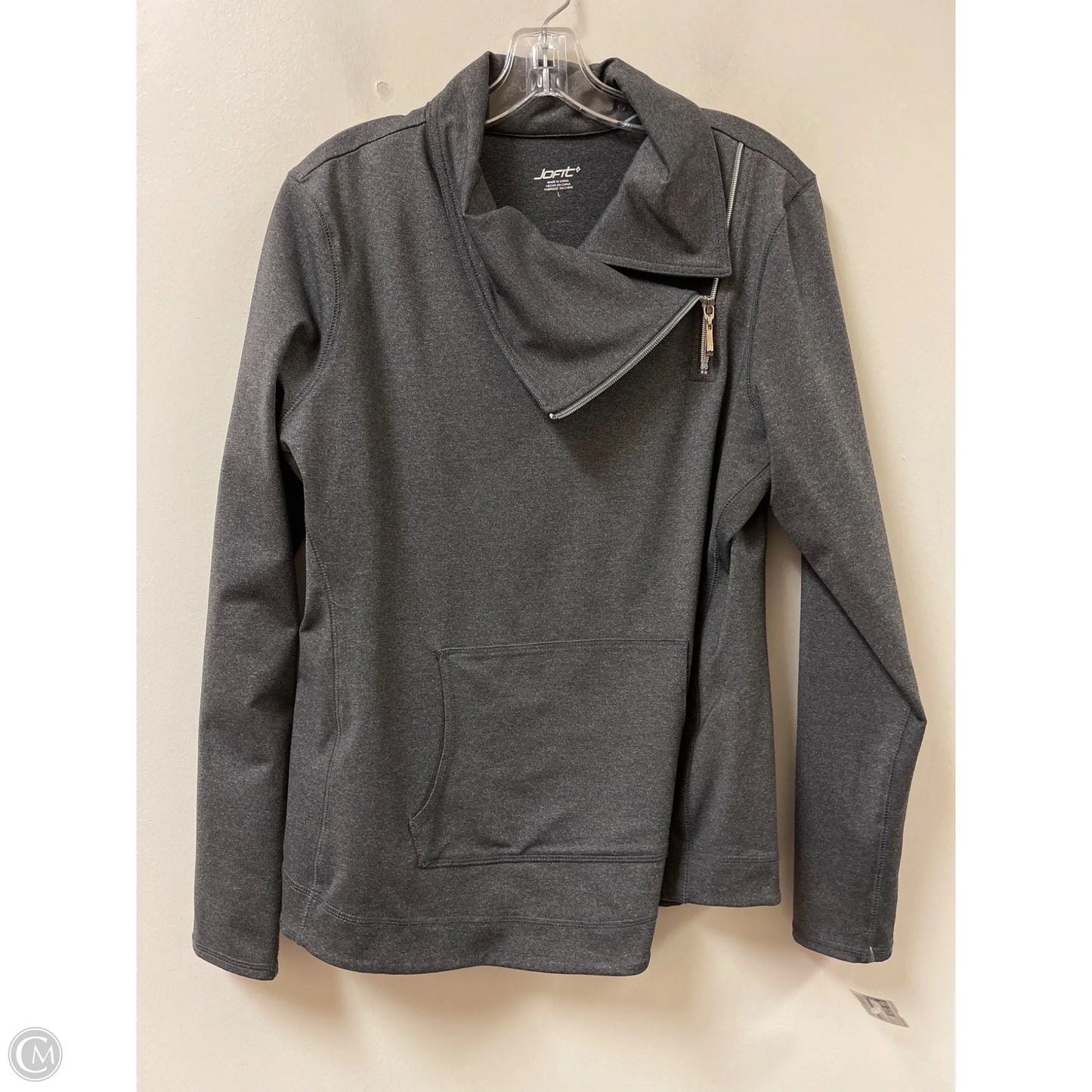 Athletic Top Long Sleeve Collar By Jofit In Grey, Size: L