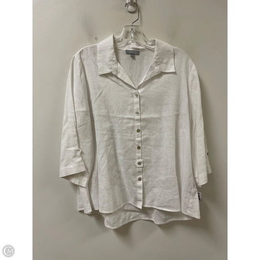 Blouse Long Sleeve By Habitat In White, Size: L