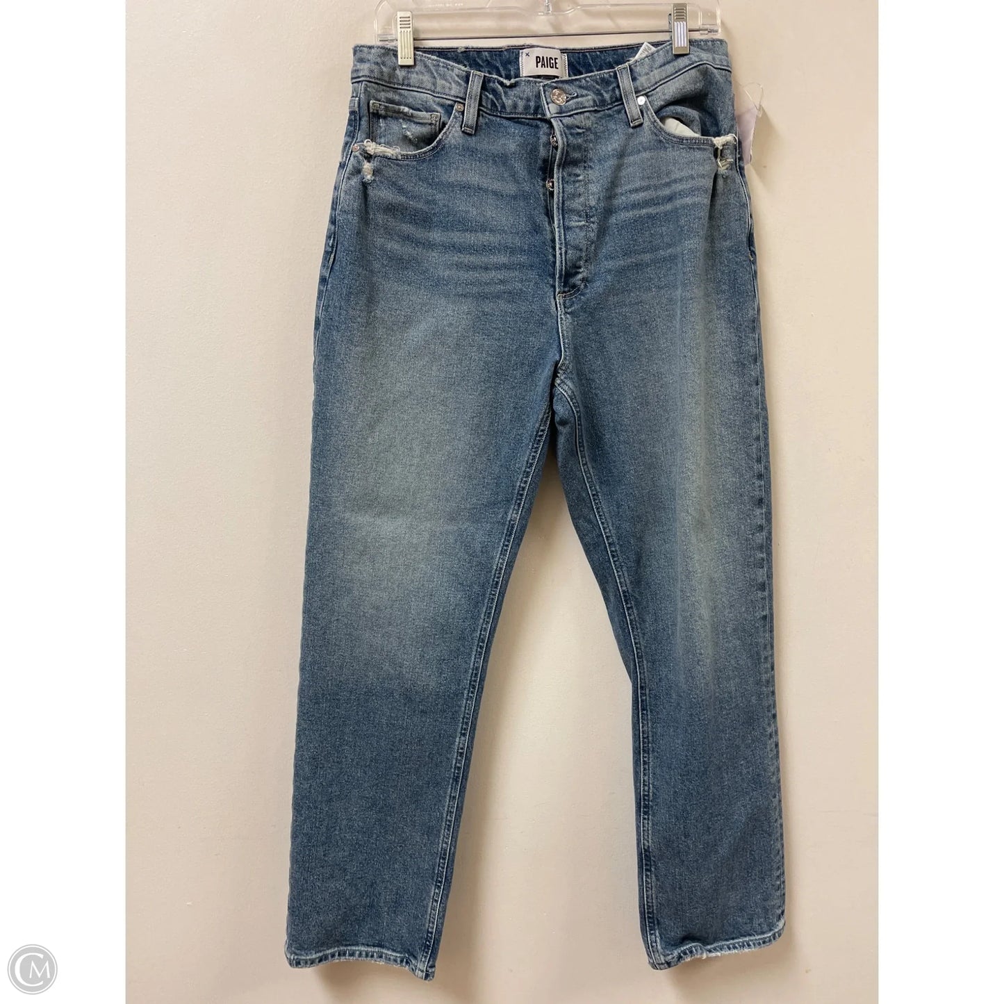Jeans Straight By Paige In Blue Denim, Size: 10