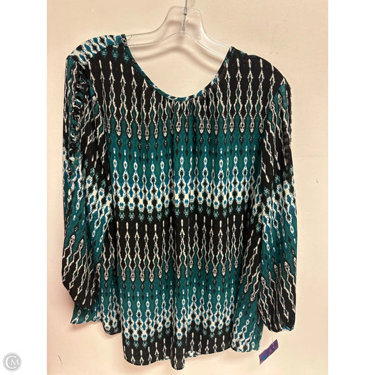 Top Long Sleeve By Cato In Black & Green, Size: 1x