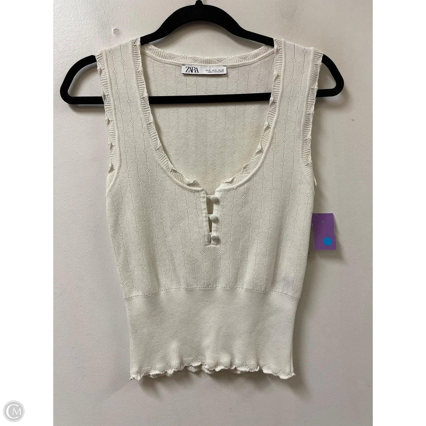 Top Sleeveless By Zara In White, Size: S