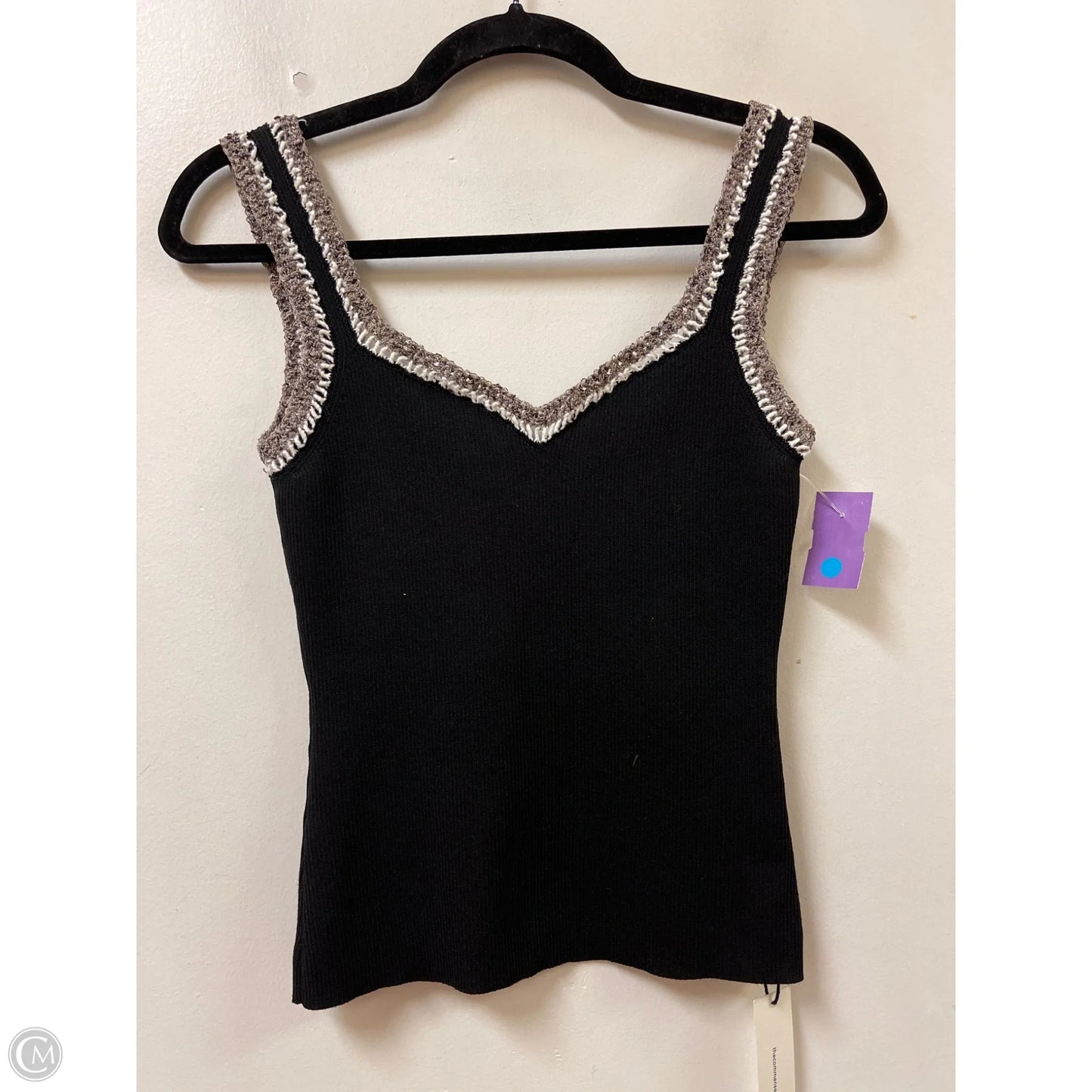 Top Sleeveless By Commense In Black & Cream, Size: S