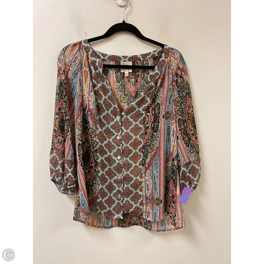 Blouse Long Sleeve By Clothes Mentor In Multi-colored, Size: M