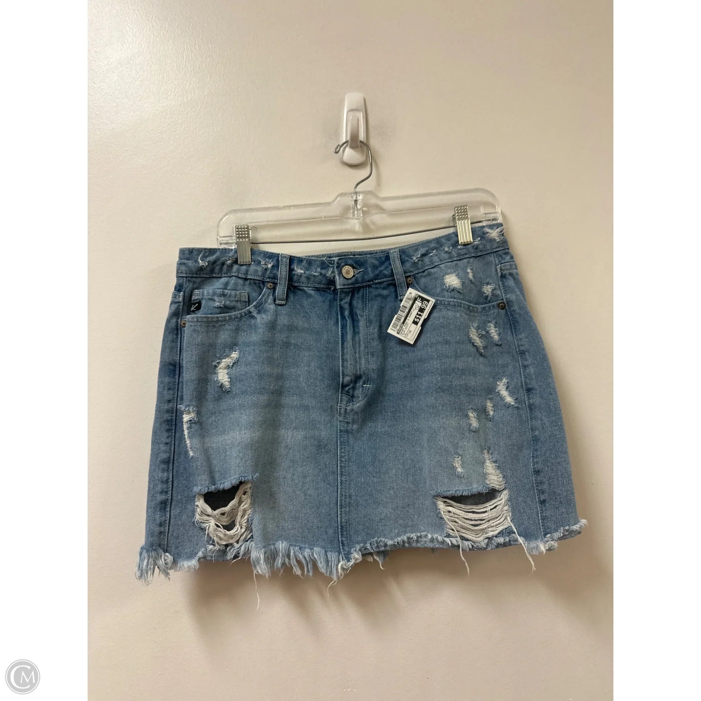 Skirt Mini & Short By Kancan In Blue Denim, Size: 12