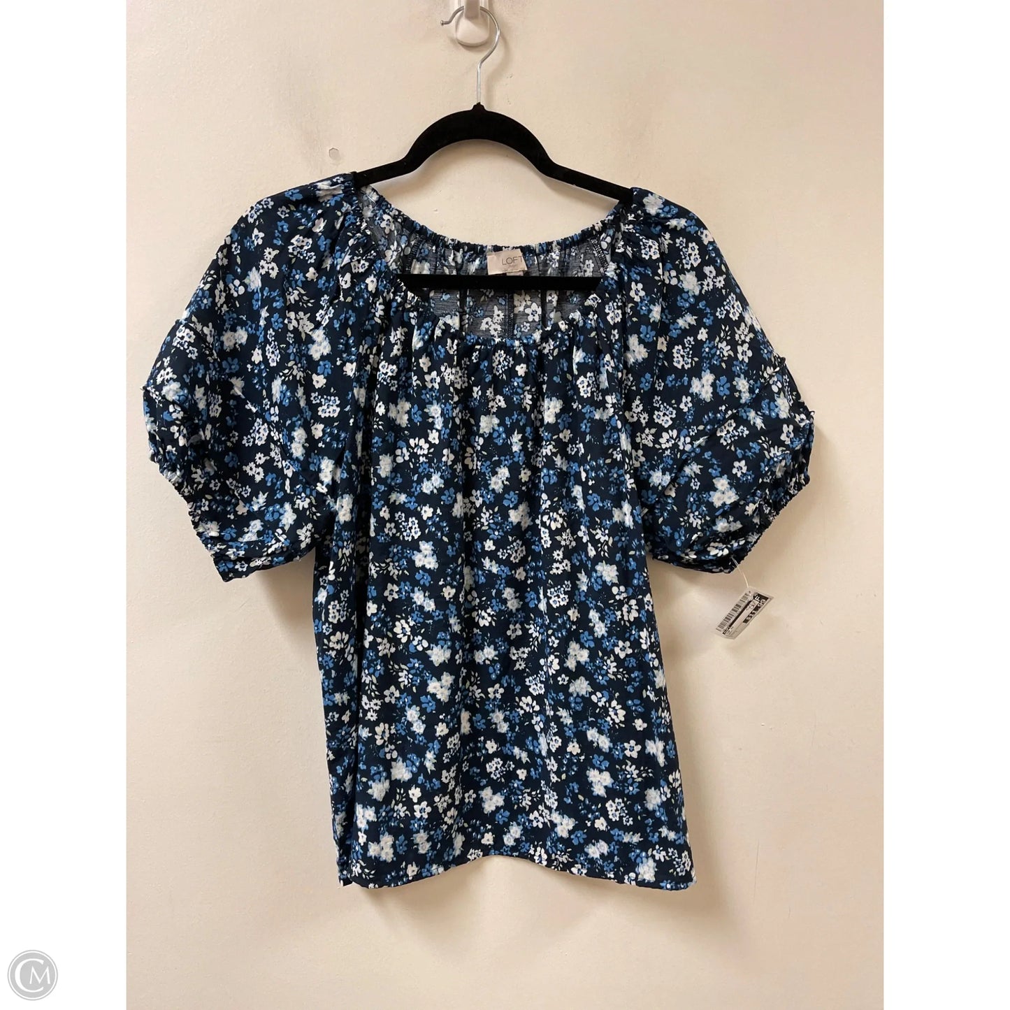 Top Short Sleeve By Loft In Navy, Size: L
