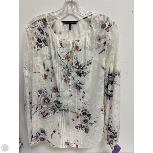Top Long Sleeve By White House Black Market In Floral Print, Size: L