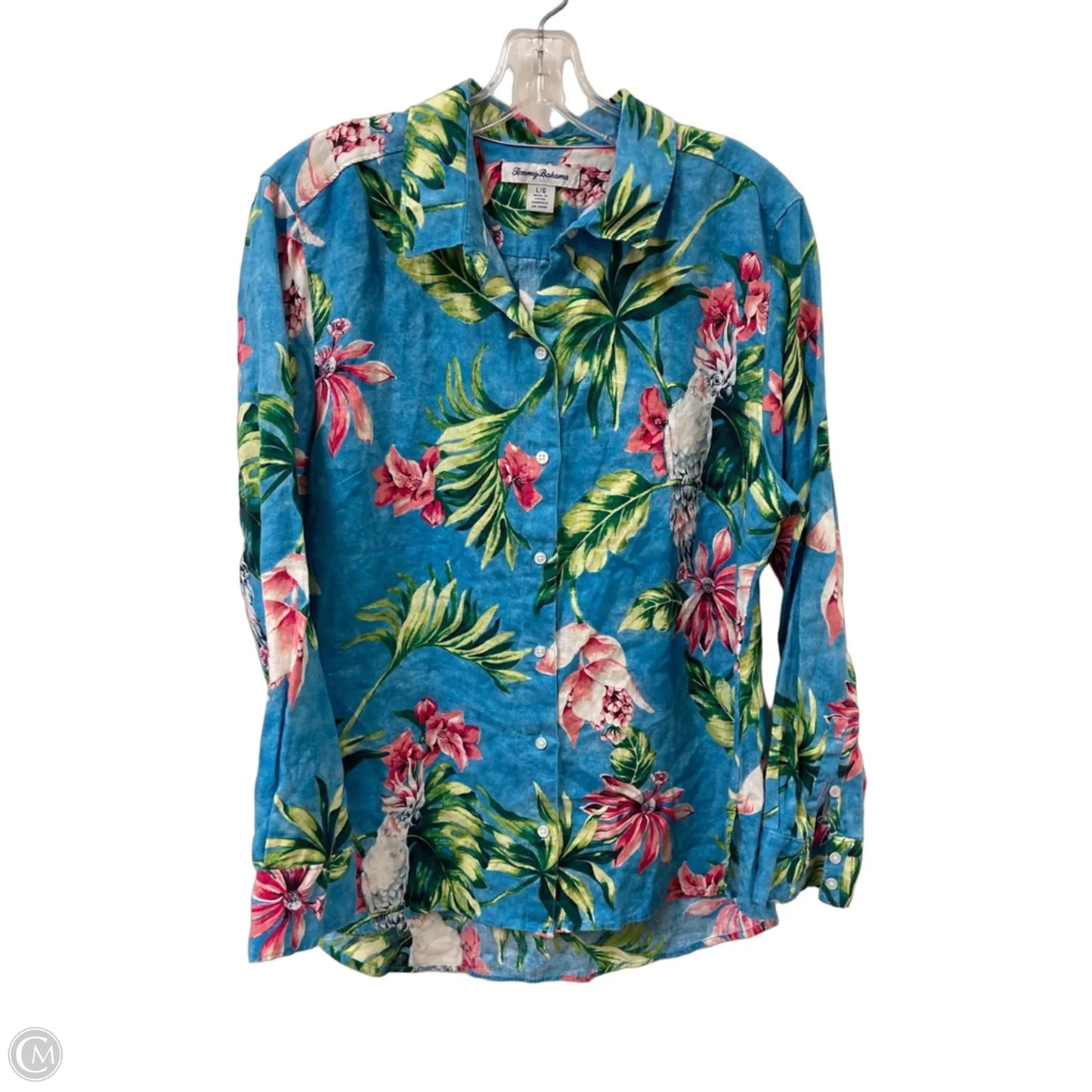 Blouse Long Sleeve By Tommy Bahama In Tropical Print, Size: L
