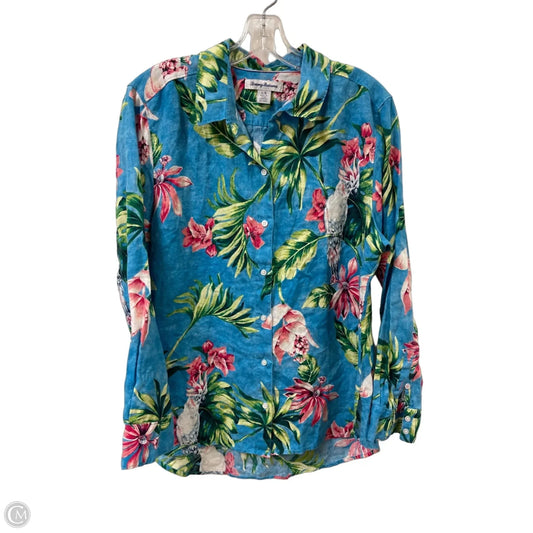 Blouse Long Sleeve By Tommy Bahama In Tropical Print, Size: L