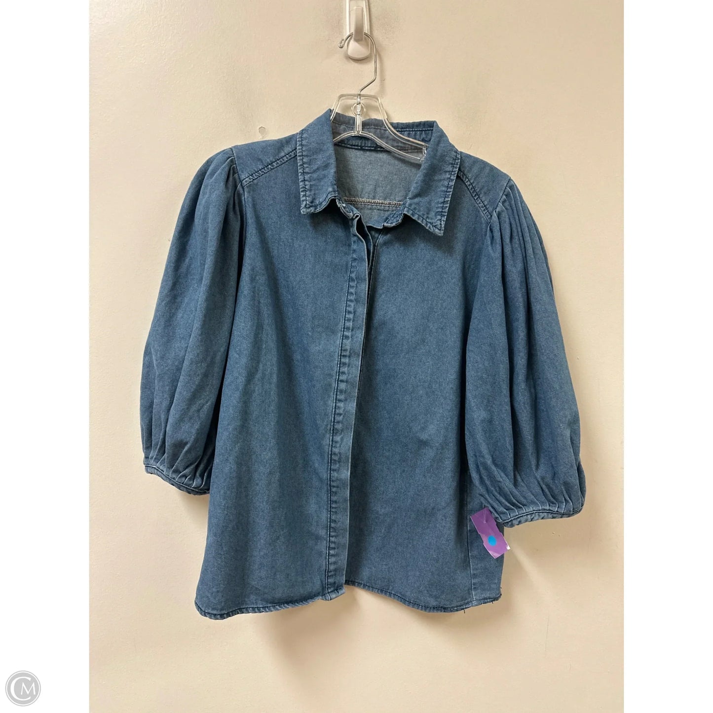 Blouse Long Sleeve By Clothes Mentor In Blue Denim, Size: M