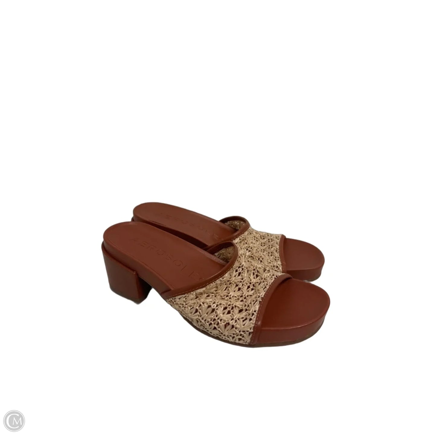 Sandals Heels Block By Aerosoles In Brown, Size: 8