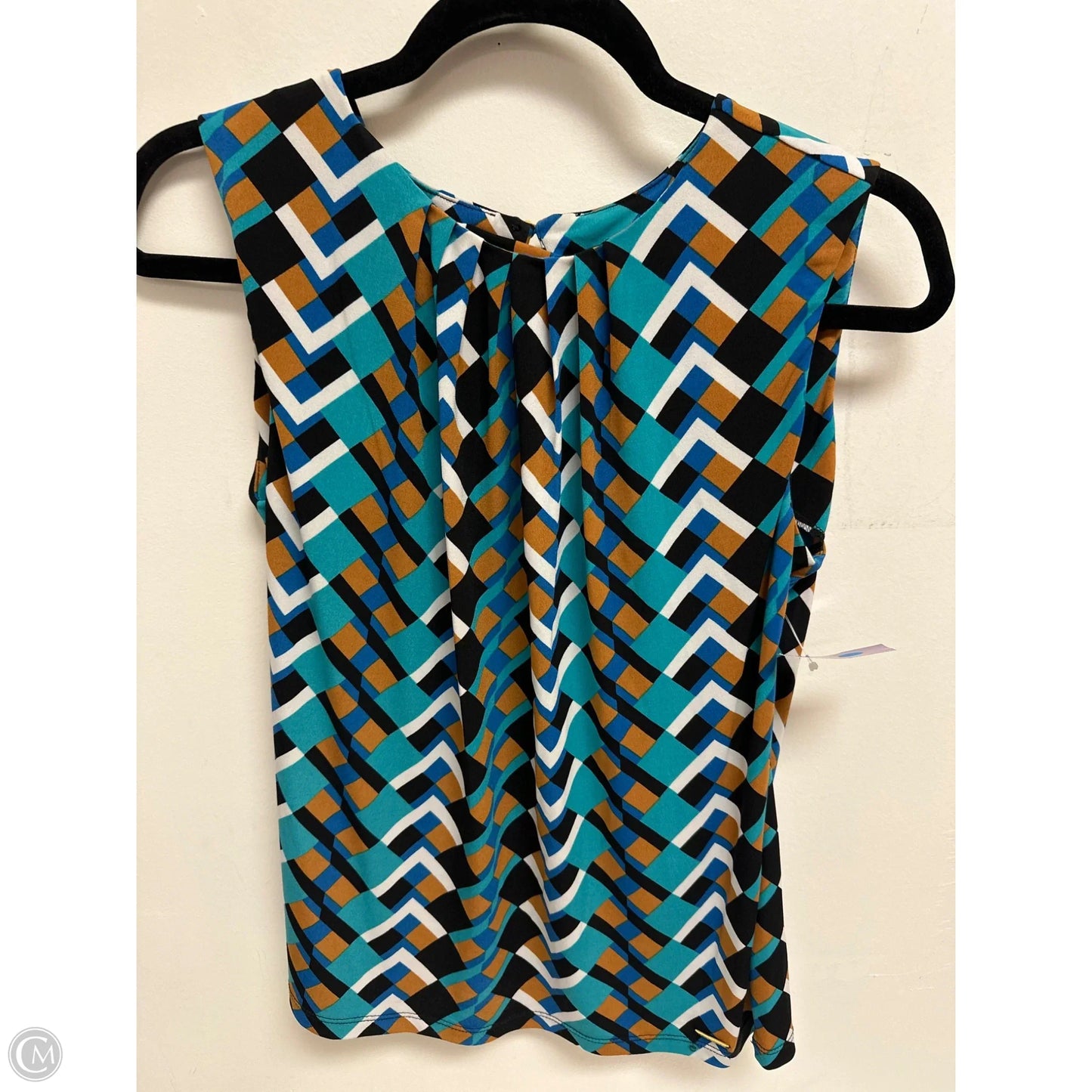 Top Sleeveless By Calvin Klein In Black & Blue, Size: S