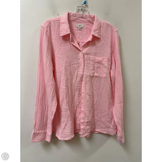 Blouse Long Sleeve By J. Crew In Pink, Size: L