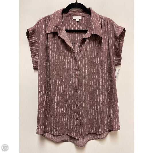 Blouse Short Sleeve By 14th And Union In Brown & White, Size: M