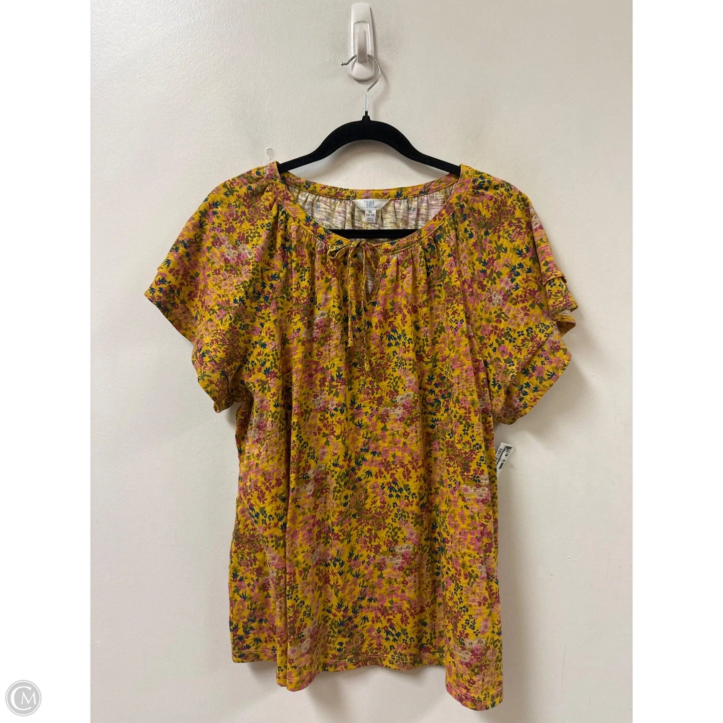 Top Short Sleeve By Time And Tru In Floral Print, Size: Xl