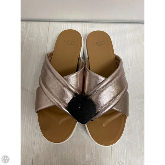 Sandals Designer By Ugg In Rose Gold, Size: 9