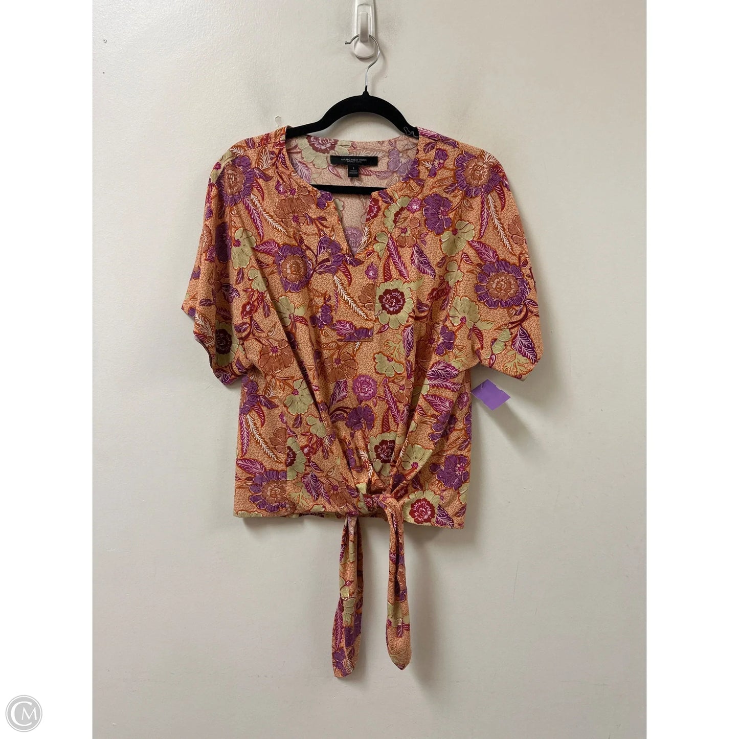 Top Short Sleeve By Marc New York In Orange & Purple, Size: S