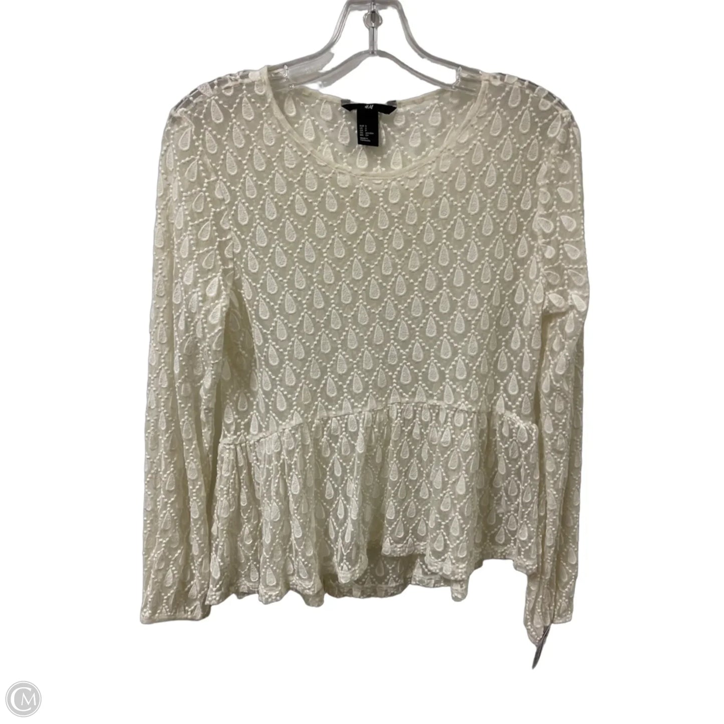 Top Long Sleeve By H&m In Cream, Size: S