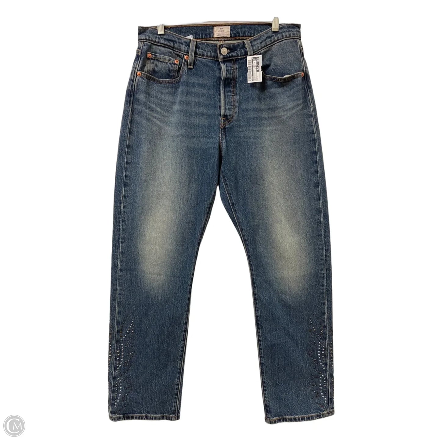 Jeans Straight By Levis In Blue Denim, Size: 12
