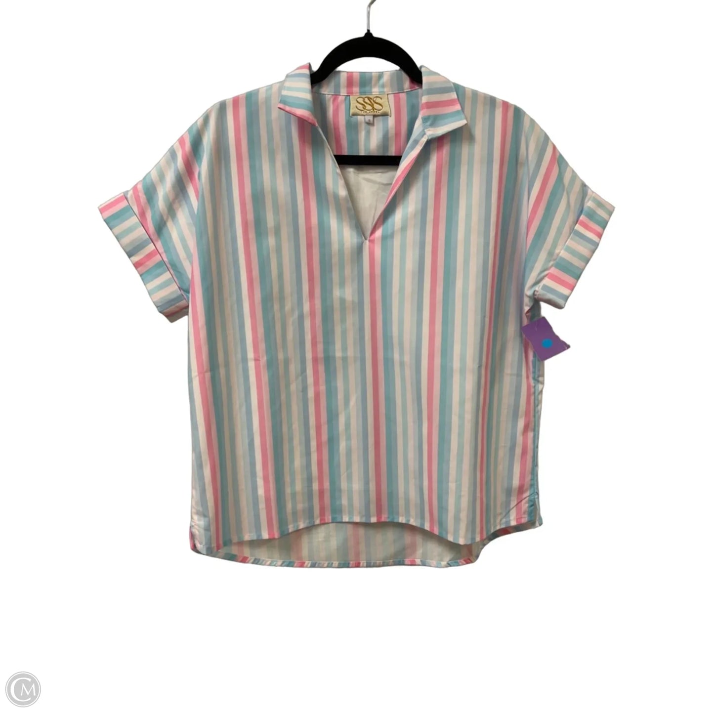 Top Short Sleeve By Clothes Mentor In Blue & Pink, Size: S
