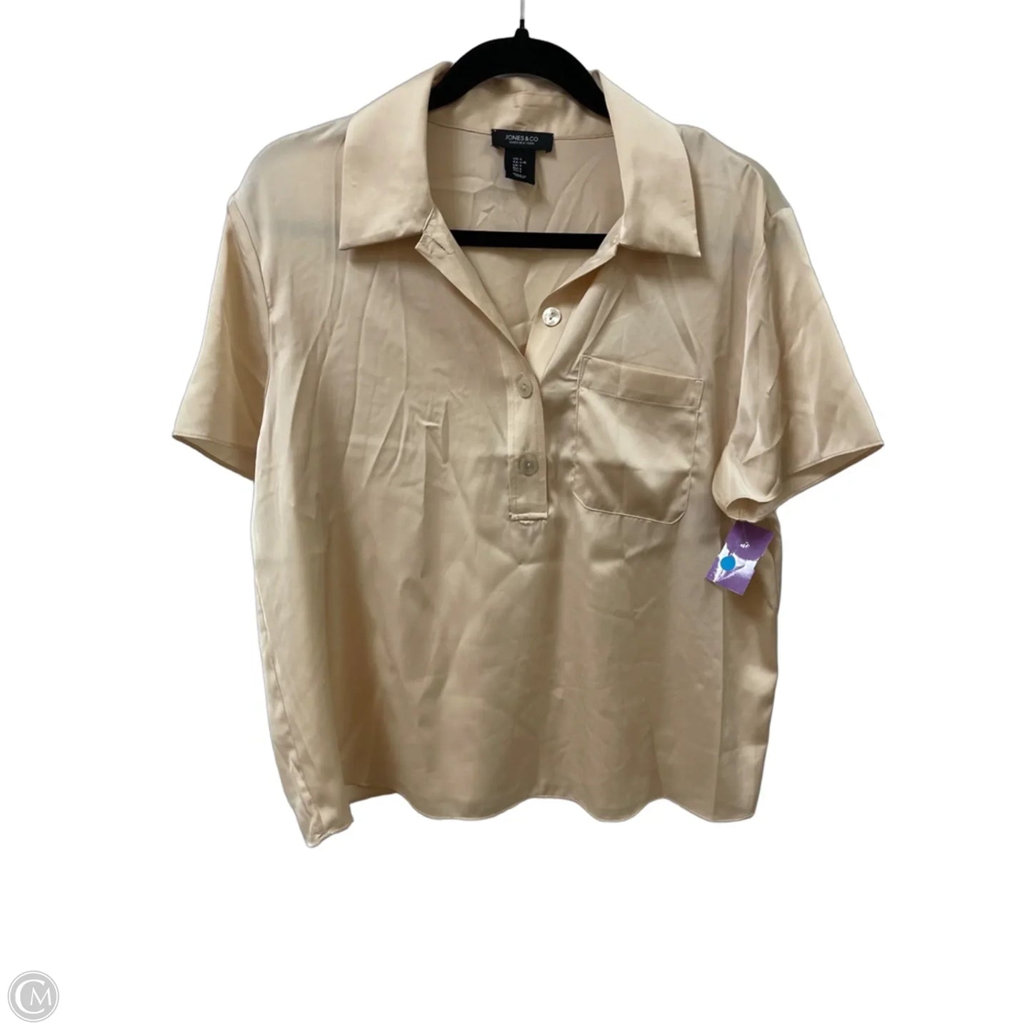 Top Short Sleeve By Jones And Co In Cream, Size: L