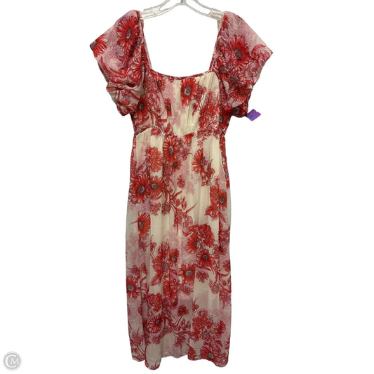 Dress Casual Midi By Listicle In Cream & Red, Size: S