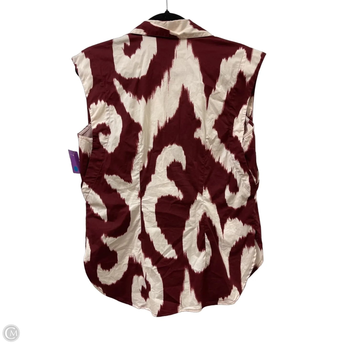 Blouse Sleeveless By Express In Red & White, Size: M
