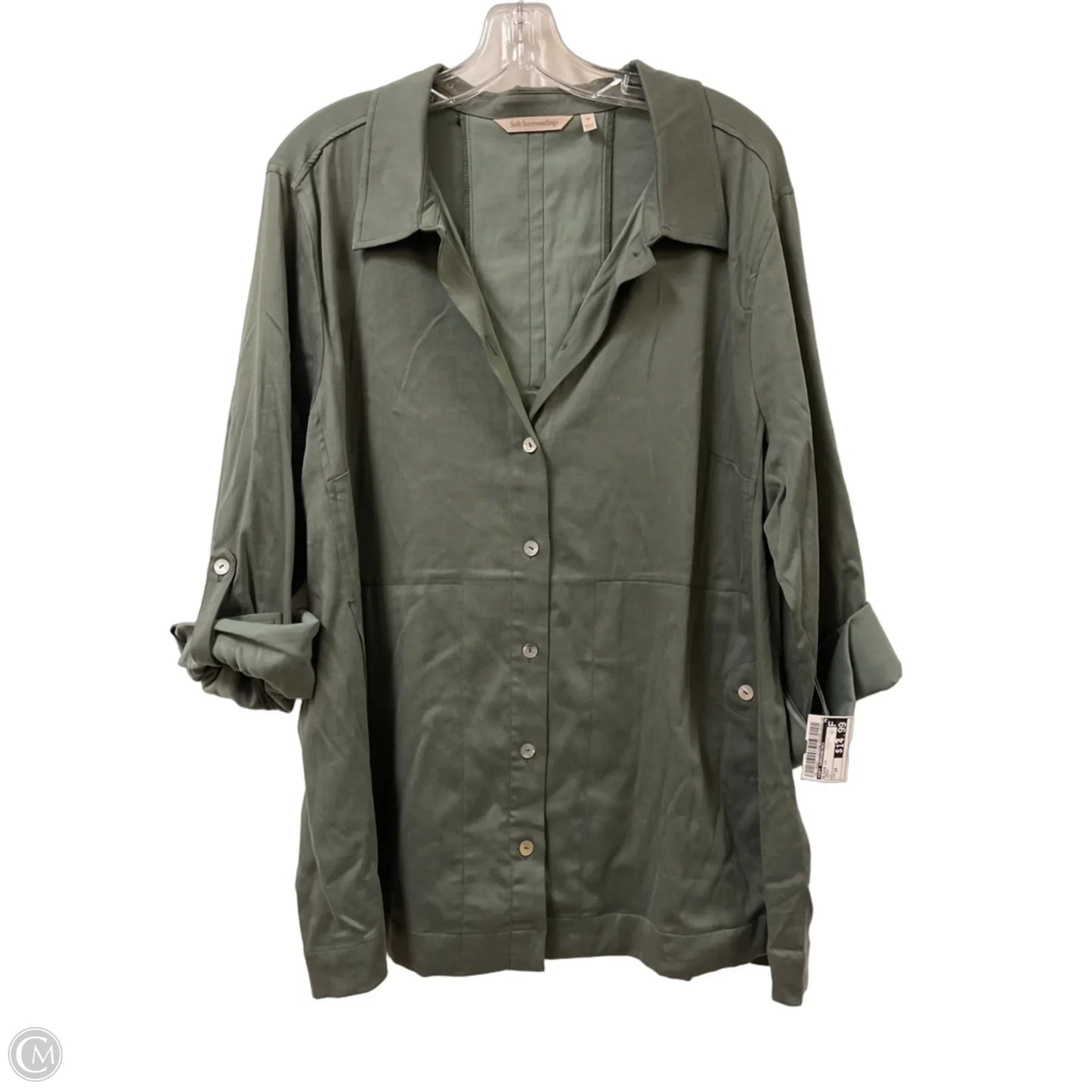 Blouse Long Sleeve By Soft Surroundings In Green, Size: 1x