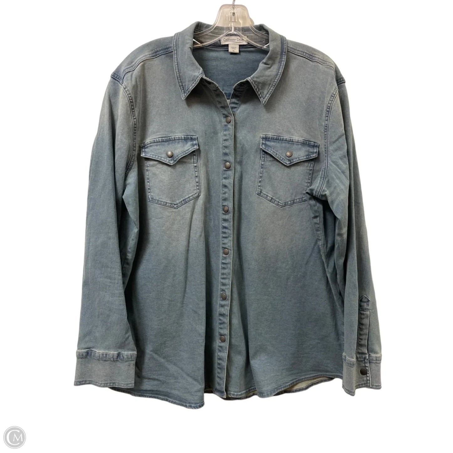 Blouse Long Sleeve By Coldwater Creek In Blue Denim, Size: Xl