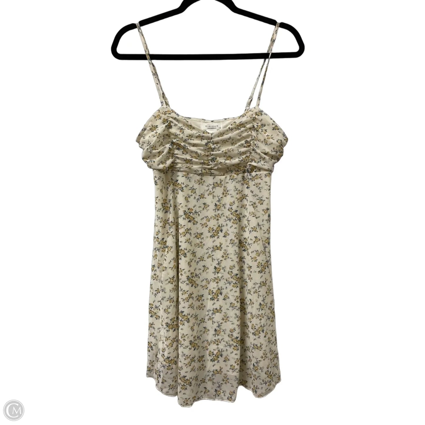 Dress Casual Short By Kirious In White & Yellow, Size: L