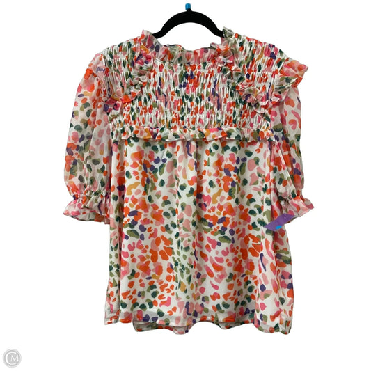 Top Short Sleeve By Bibi In Cream & Orange, Size: L