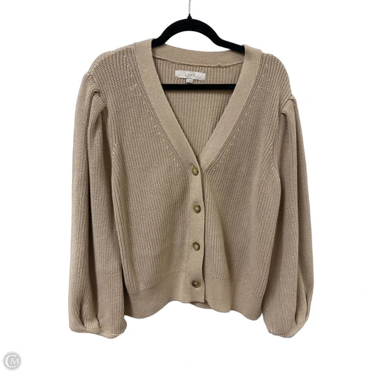 Sweater Cardigan By Loft In Cream, Size: Xl