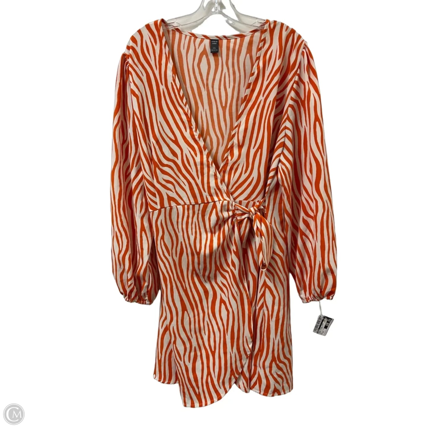 Dress Casual Short By Shein In Orange & White, Size: 2x