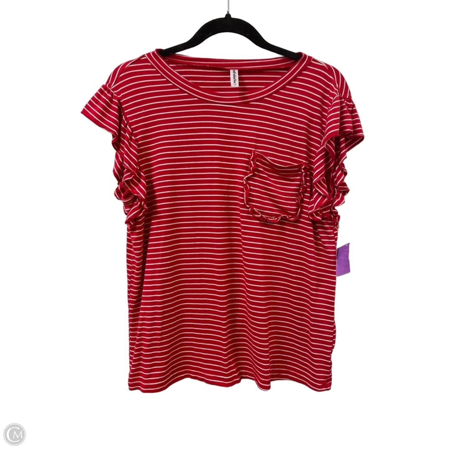 Top Short Sleeve By Clothes Mentor In Red & White, Size: M
