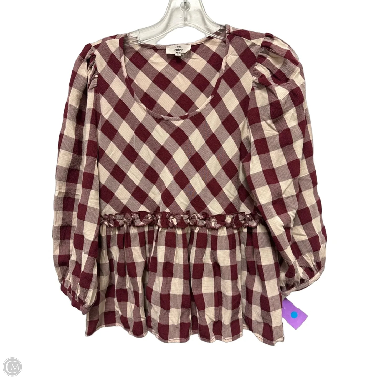 Top Long Sleeve By Entro In Cream & Red, Size: S
