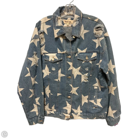 Jacket Denim By Peach Love Cream California In Blue & White, Size: S