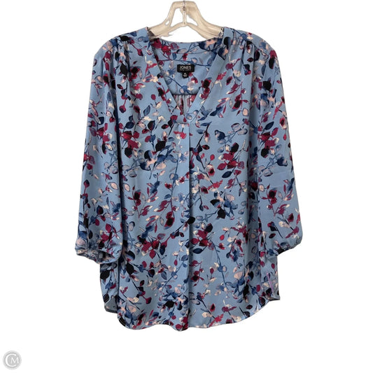 Top Long Sleeve By Jones New York In Blue & Red, Size: Lp