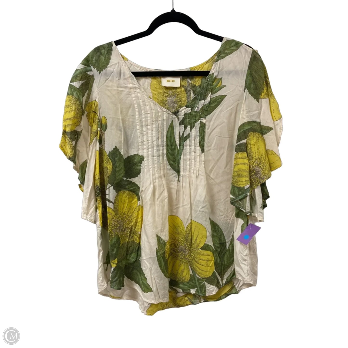 Top Short Sleeve By Maeve In Green & Yellow, Size: L