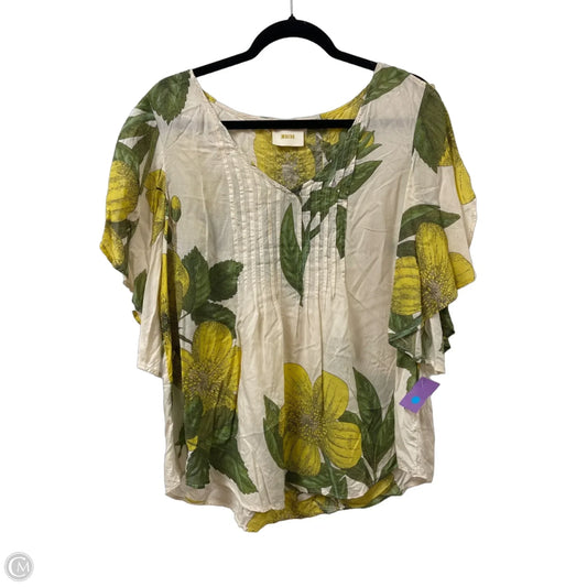 Top Short Sleeve By Maeve In Green & Yellow, Size: L