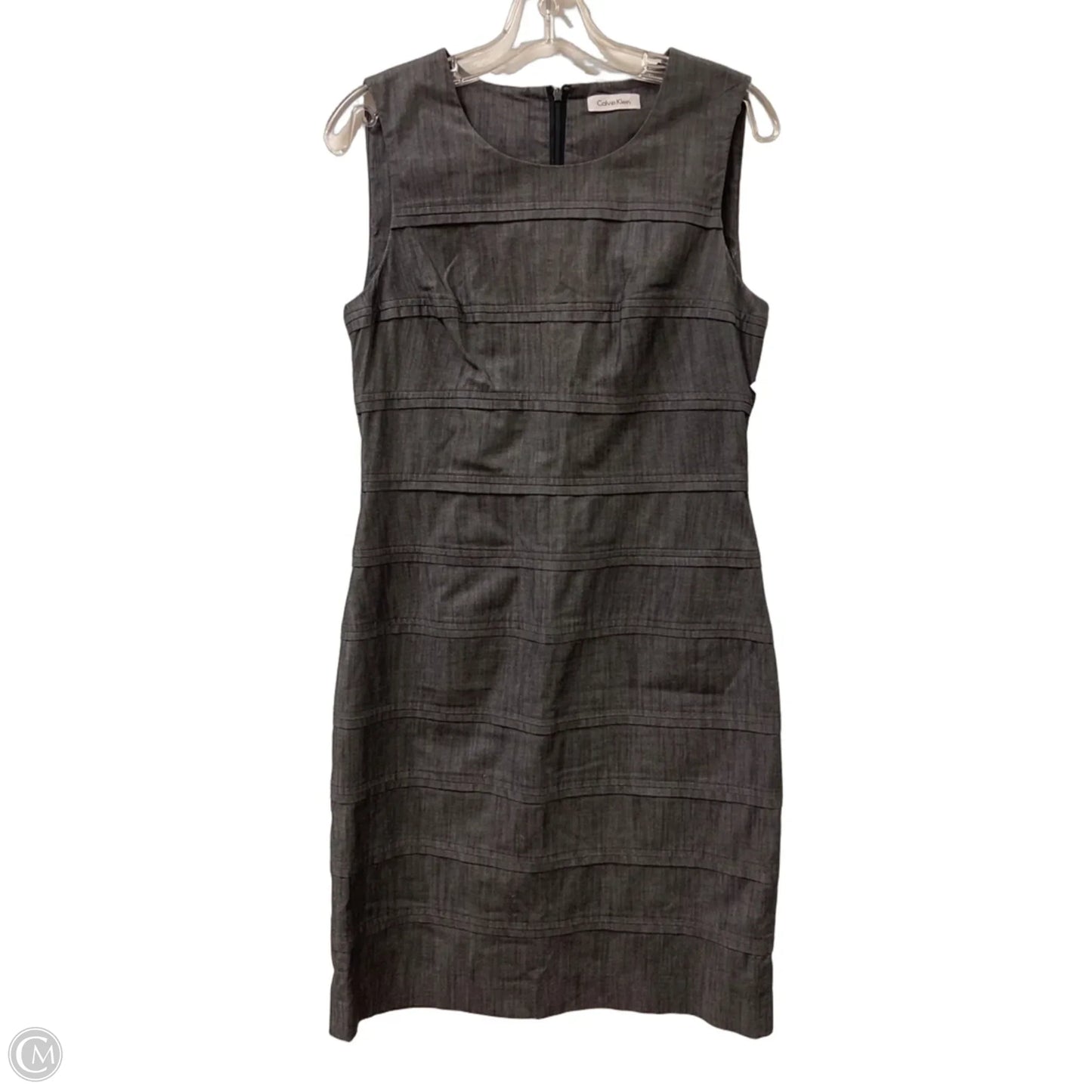 Dress Casual Midi By Calvin Klein In Grey Denim, Size: M