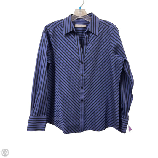 Blouse Long Sleeve By Foxcroft In Black & Purple, Size: M