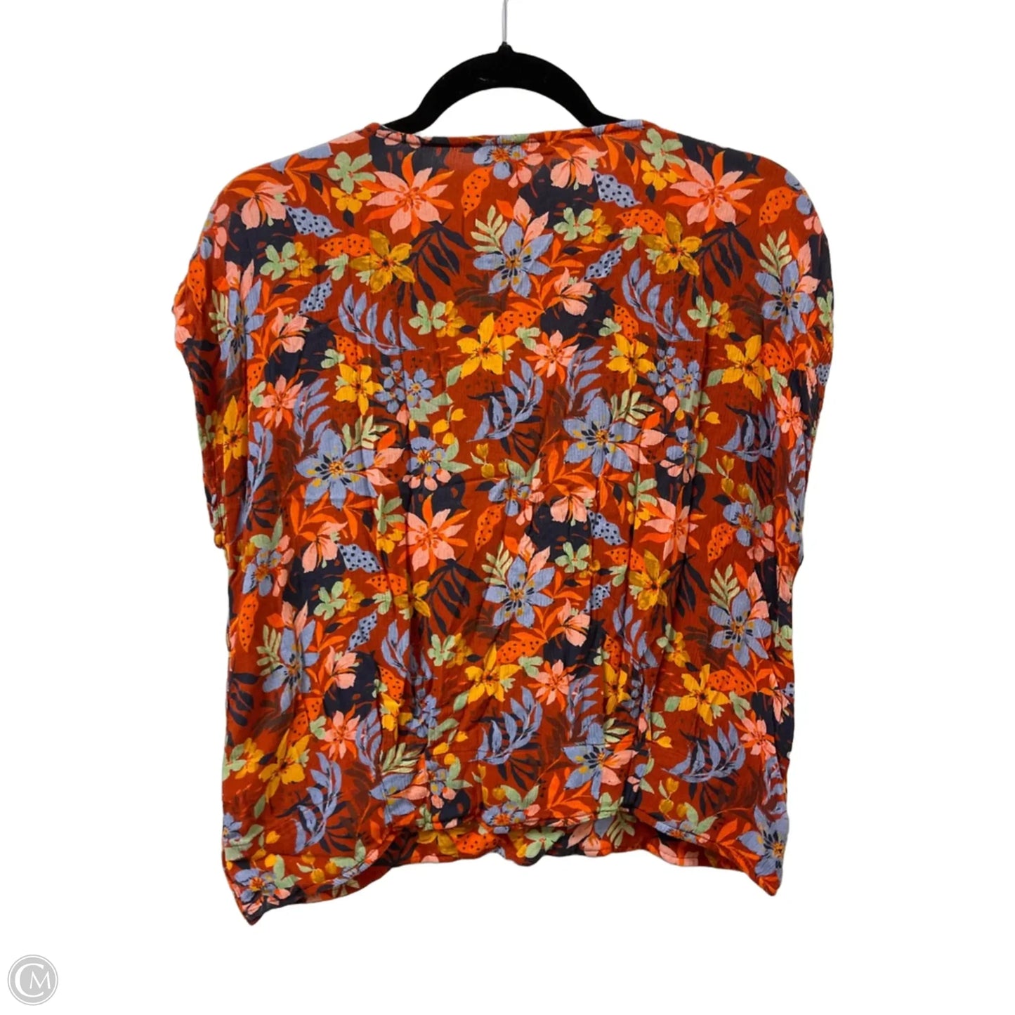 Top Short Sleeve By Garnet Hill In Floral Print, Size: M
